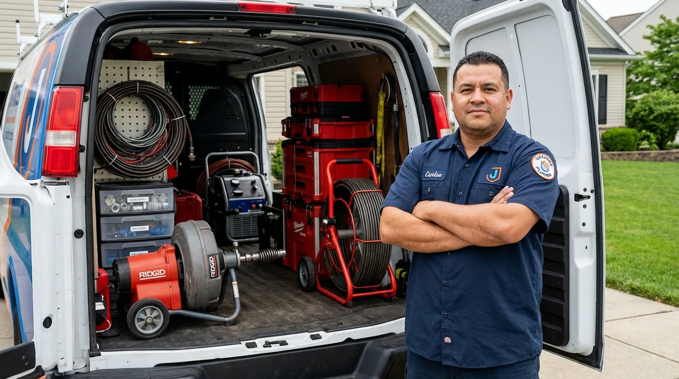 Professional drain cleaning equipment and Johns Plumbing LLC plumber in Avenal