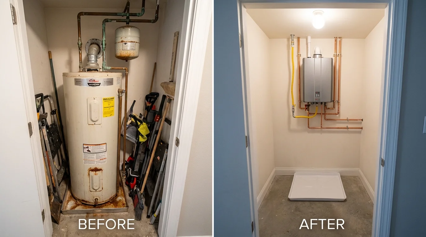 Tank water heater versus wall-mounted tankless unit comparison for Avenal, CA homeowners