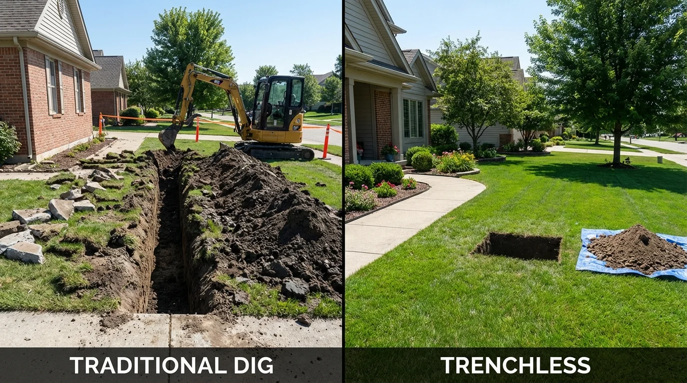 Trenchless sewer repair with minimal yard damage versus traditional excavation in Avenal, CA
